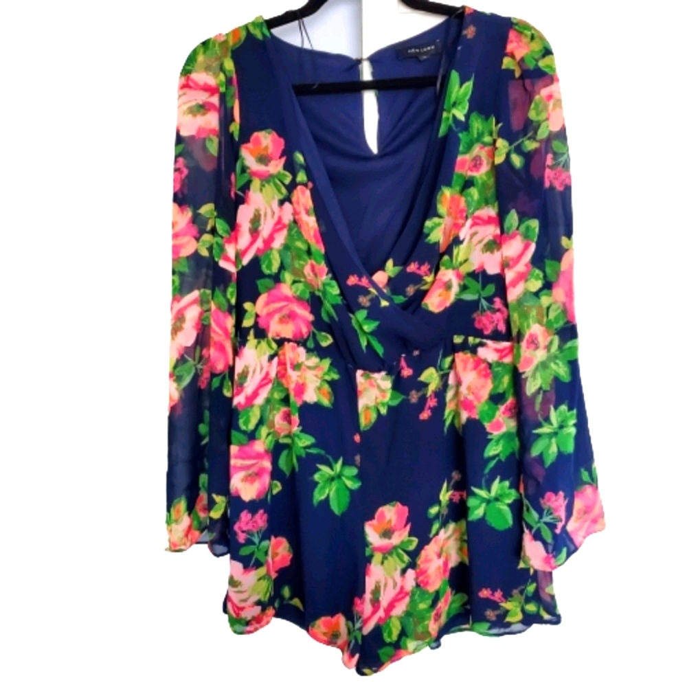 New Look Boho Sleeve Floral Romper, US 8